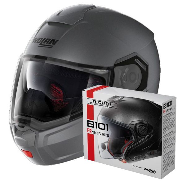 Modulare Apribile Nolan N90 3 Classic N-Com Flat Vulcan Grey 2 + Kit Bluetooth B101R