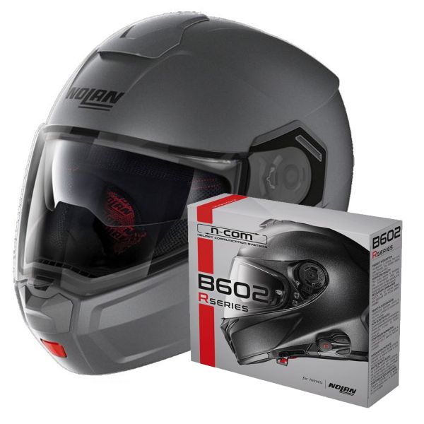 Modulare Apribile Nolan N90 3 Classic N-Com Flat Vulcan Grey 2 + Kit Bluetooth B602R