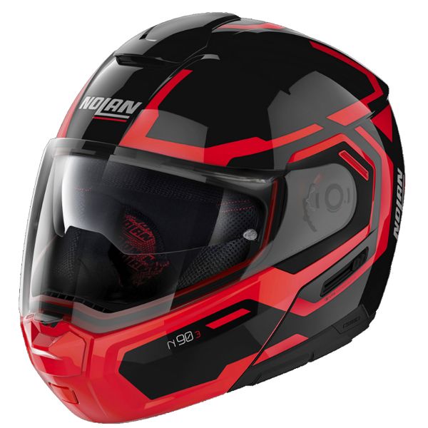 Casco Moto Nolan N90 3 Driller N-Com Black Red 25 pronto per l'invio |  iCasque.it