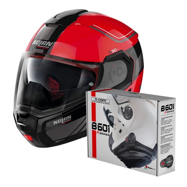 Pack Casco Moto + Kit Bluetooth : Nolan N90 3 Voyager N-Com Corsa Red 19 +  Kit Bluetooth B601R per N100 5 - N104 - N87 - N44 - N40 - N70 2 | iCasque.it