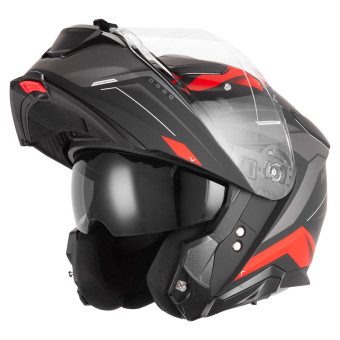 Casque Modulare Apribile NOX N967 Conquer Mat Black Red