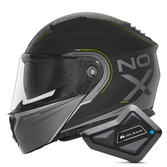 Modulare Apribile NOX N968 Tomak Matt Black Neon Yellow + Kit Bluetooth BT Mini