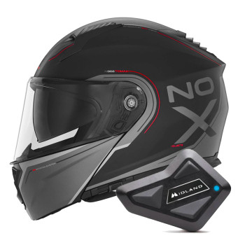 Modulare Apribile NOX N968 Tomak Matt Black Red + Kit Bluetooth BT Mini