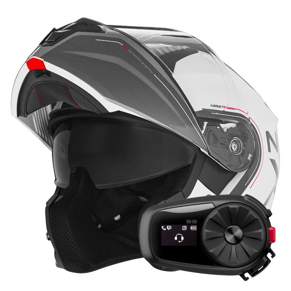 Modulare Apribile NOX N968 Tomak White Red + Kit Bluetooth 5S Solo