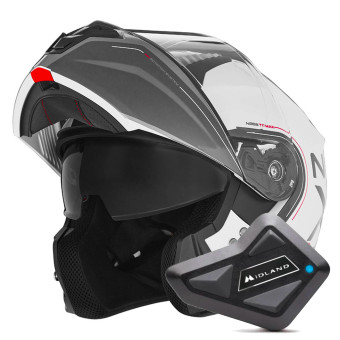 Modulare Apribile NOX N968 Tomak White Red + Kit Bluetooth BT Mini