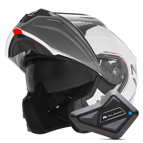 Modulare Apribile NOX N968 Tomak White Red + Kit Bluetooth BT Mini