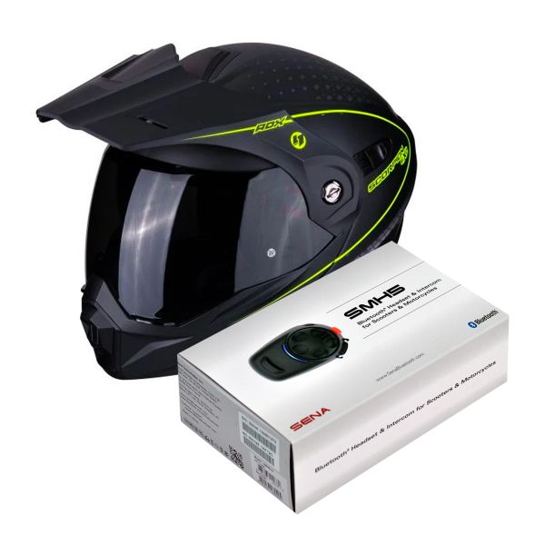 Modulare Apribile Scorpion ADX-1 Horizon Noir Mat Jaune Fluo + Kit Bluetooth Sena SMH5