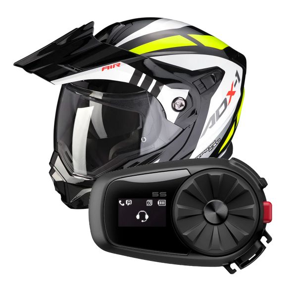 Modulare Apribile Scorpion ADX-1 Lontano Black Neon Yellow + Kit Bluetooth Sena 5S Solo