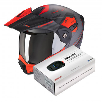 Modulare Apribile Scorpion ADX-1 Tucson Cement Gray Matt Red + Kit Bluetooth Sena SMH5