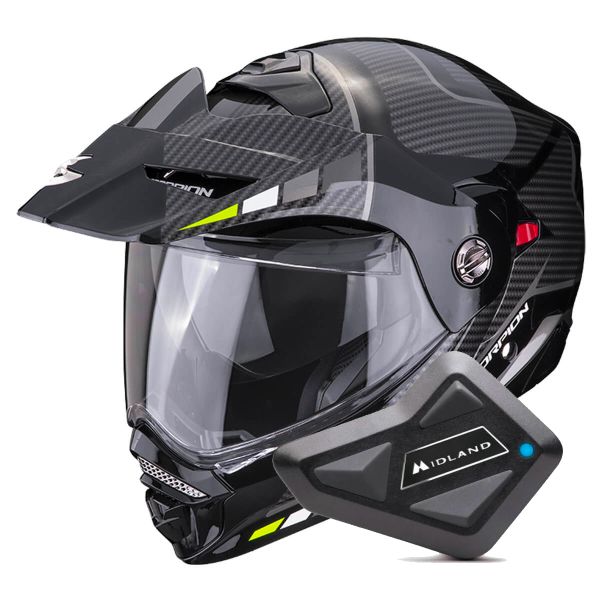 Modulare Apribile Scorpion ADX-2 Camino Black Silver Yellow Fluo + Kit Bluetooth BT Mini