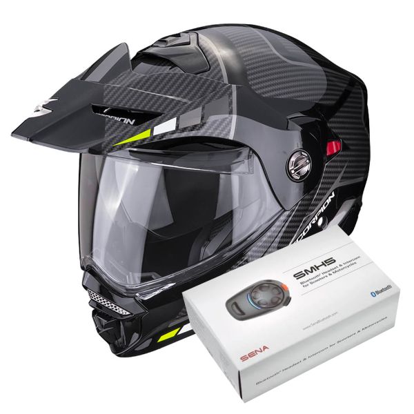 Modulare Apribile Scorpion ADX-2 Camino Black Silver Yellow Fluo + Kit Bluetooth SMH5