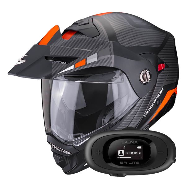 Modulare Apribile Scorpion ADX-2 Camino Matt Black Silver Orange + Kit bluetooth 5R Lite