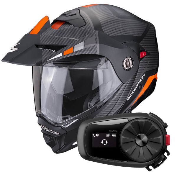 Modulare Apribile Scorpion ADX-2 Camino Matt Black Silver Orange + Kit Bluetooth 5S