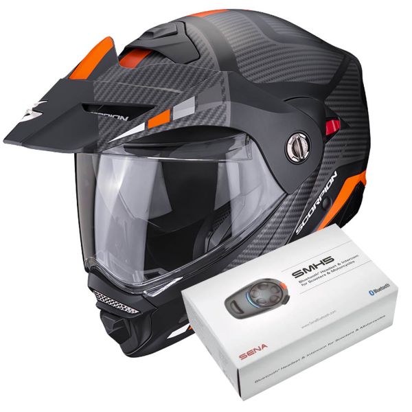 Modulare Apribile Scorpion ADX-2 Camino Matt Black Silver Orange + Kit Bluetooth SMH5