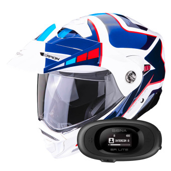 Modulare Apribile Scorpion ADX-2 Camino Pearl White Blue Red + Kit bluetooth 5R Lite
