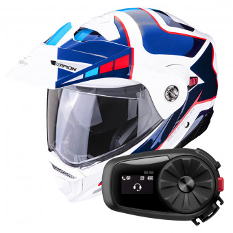 Modulare Apribile Scorpion ADX-2 Camino Pearl White Blue Red + Kit Bluetooth 5S