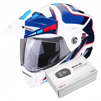 Modulare Apribile Scorpion ADX-2 Camino Pearl White Blue Red + Kit Bluetooth SMH5