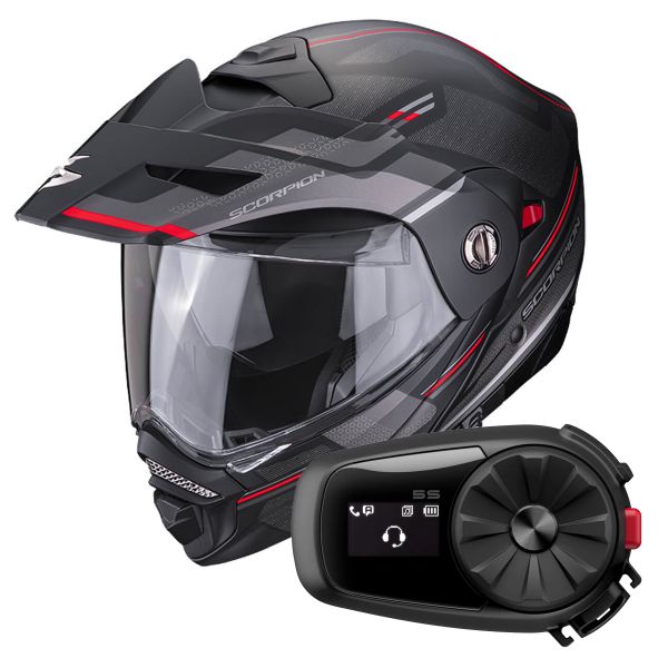 Modulare Apribile Scorpion ADX-2 Carrera Matt Black Red + Kit Bluetooth 5S