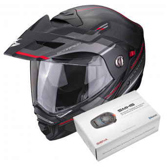 Modulare Apribile Scorpion ADX-2 Carrera Matt Black Red + Kit Bluetooth SMH5