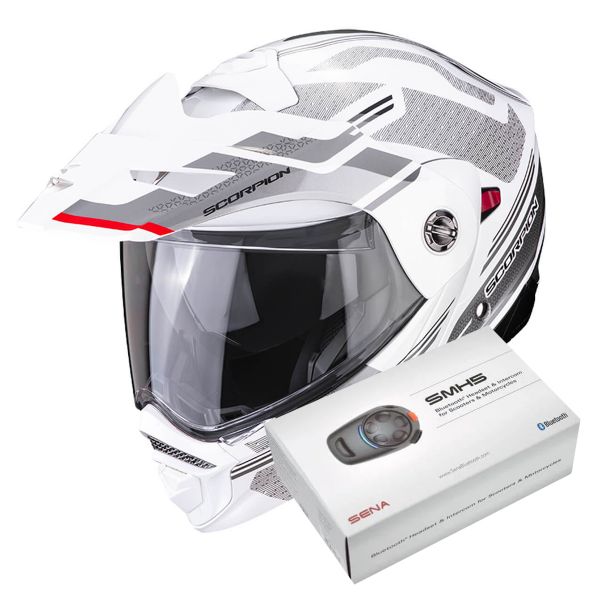 Modulare Apribile Scorpion ADX-2 Carrera Pearl White Silver + Kit Bluetooth SMH5