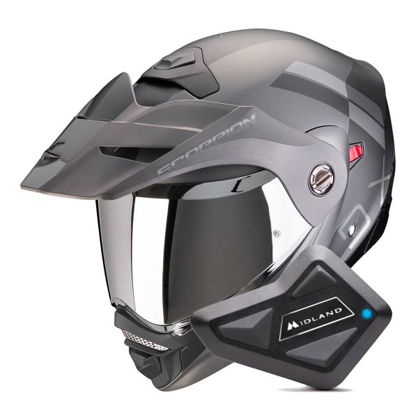 Modulare Apribile Scorpion ADX-2 Galane Matt Black Silver + Kit Bluetooth BT Mini