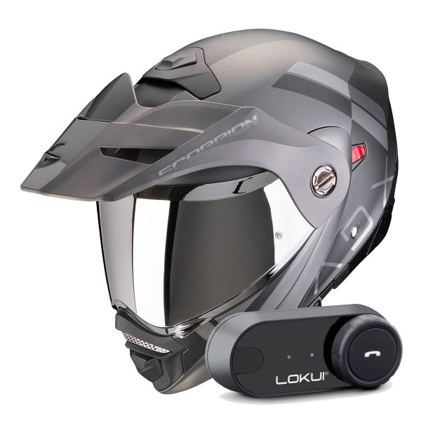 Modulare Apribile Scorpion ADX-2 Galane Matt Black Silver + Kit Bluetooth Lokui K30