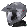 Casque Modulare Apribile Scorpion ADX-2 Grey Cement + Kit bluetooth Exo-Com Link-1C Solo