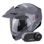 Casque Modulare Apribile Scorpion ADX-2 Grey Cement + Kit Bluetooth Lokui K30