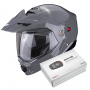 Casque Modulare Apribile Scorpion ADX-2 Grey Cement + Kit Bluetooth SMH5