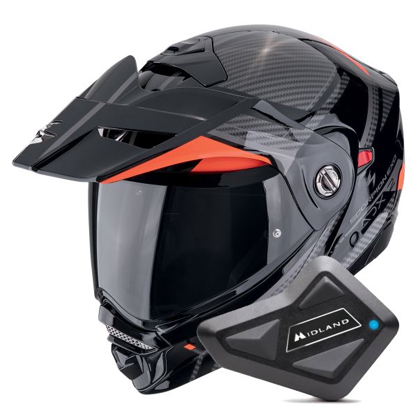 Modulare Apribile Scorpion ADX-2 Lewis Black Red + Kit Bluetooth BT Mini Modulare Apribile Scorpion ADX-2 Lewis Black Red + Kit Bluetooth BT Mini