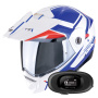 Casque Modulare Apribile Scorpion ADX-2 Lewis White Blue Red + Kit bluetooth 5R Lite