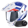 Casque Modulare Apribile Scorpion ADX-2 Lewis White Blue Red + Kit Bluetooth Lokui K30