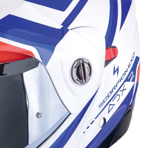 Scorpion ADX-2 Lewis White Blue Red + Kit Bluetooth BT Mini
