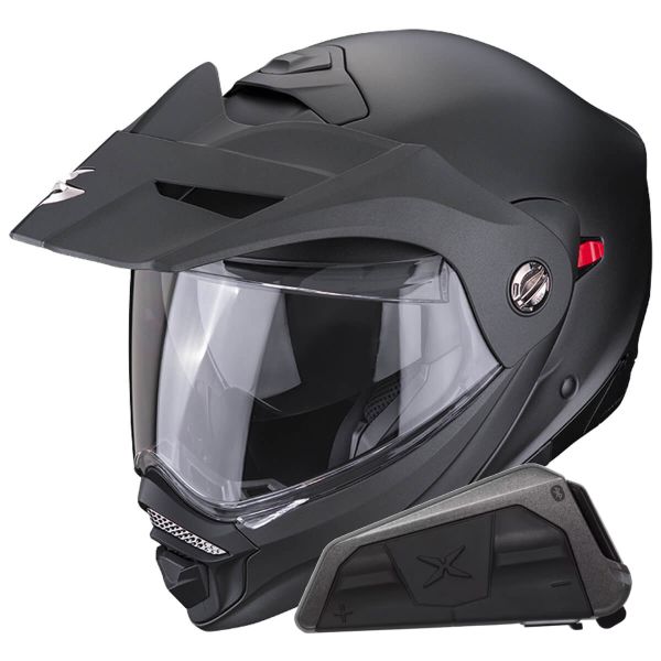 Modulare Apribile Scorpion ADX-2 Matt Black + Kit bluetooth Exo-Com Link-1 Solo
