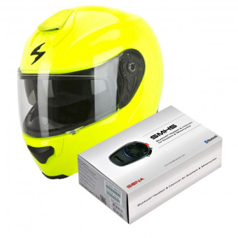 Modulare Apribile Scorpion EXO 3000 Air Giallo Fluo + Kit Bluetooth Sena SMH5