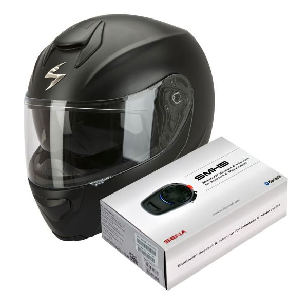 Modulare Apribile Scorpion EXO 3000 Air Nero Opaco + Kit Bluetooth Sena SMH5