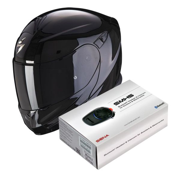 Pack Casco Moto + Kit Bluetooth : Scorpion Exo 920 Evo Solid Black + Kit  Bluetooth SMH5 Solo | iCasque.it