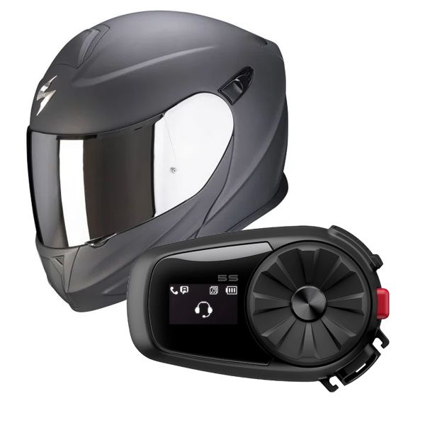 Modulare Apribile Scorpion Exo 920 Evo Solid Matt Black+ Kit Bluetooth Sena 5S
