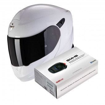 Modulare Apribile Scorpion Exo 920 Evo Solid White + Kit Bluetooth Sena SMH5
