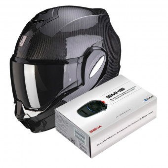 Modulare Apribile Scorpion EXO TECH Carbon Nero + Kit Bluetooth Sena SMH5
