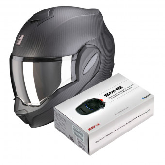 Modulare Apribile Scorpion EXO TECH Carbon Nero Opaco + Kit Bluetooth Sena SMH5