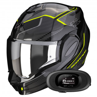 Modulare Apribile Scorpion Exo Tech Evo Animo Black Neon Yellow + Kit bluetooth 5R Lite