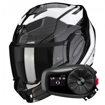 Modulare Apribile Scorpion Exo Tech Evo Animo Black White + Kit Bluetooth 5S