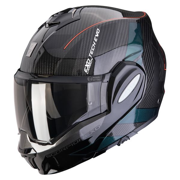 Modulare Apribile Scorpion Exo Tech Evo Carbon CAD Black Green Modulare Apribile Scorpion Exo Tech Evo Carbon CAD Black Green