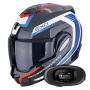 Casque Modulare Apribile Scorpion Exo Tech Evo Carbon Cosy Black Blue Red + Kit bluetooth 5R Lite