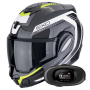 Casque Modulare Apribile Scorpion Exo Tech Evo Carbon Cosy Black Yellow Fluo + Kit bluetooth 5R Lite