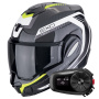 Casque Modulare Apribile Scorpion Exo Tech Evo Carbon Cosy Black Yellow Fluo + Kit Bluetooth 5S Solo