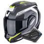 Casque Modulare Apribile Scorpion Exo Tech Evo Carbon Cosy Black Yellow Fluo + Kit Bluetooth BT Mini