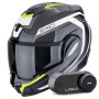 Casque Modulare Apribile Scorpion Exo Tech Evo Carbon Cosy Black Yellow Fluo + Kit Bluetooth Lokui K30