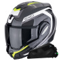 Casque Modulare Apribile Scorpion Exo Tech Evo Carbon Cosy Black Yellow + Kit bluetooth Exo-Com Link-1C